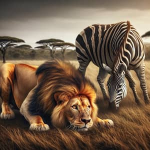 Lion Hunting Zebra: Nature's Wild Drama Unfolds
