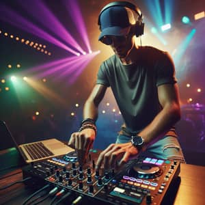 Energetic DJ Entertainment with Cool Cap and Headphones