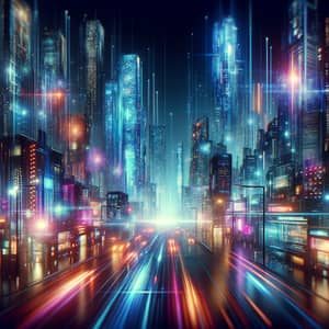 Futuristic Cityscape Night | Neon Lights & Holographic Displays