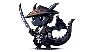 Adorable Samurai Dragon with Katana | Animated Style