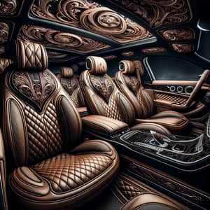 Luxurious Car Interior Design with Detailed Leather Upholstery