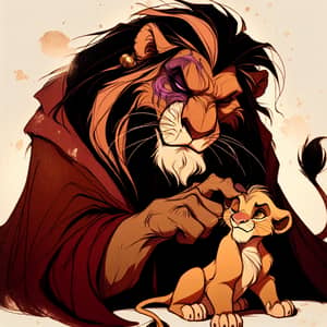 Villainous Lion with Cub: Story of Affection and Fear