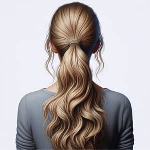 Long Wavy Blond Hair in Ponytail | Top-Down View | No Face - White Background
