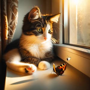Cat Enjoying Sunlight by the Window | Beautiful Scene
