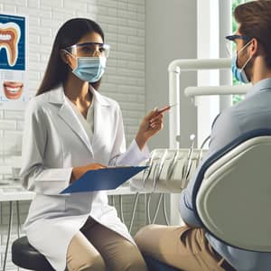 Professional Dental Hygiene Discussion Between Female Dentist and Patient