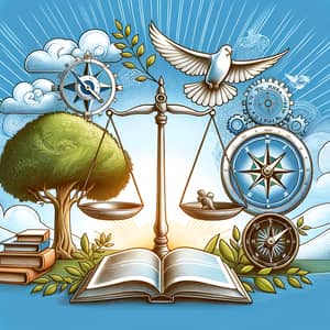 Symbolic Representation of Ethics: Scales, Book, Dove & More