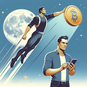 Flying to the Moon with a Stylish Man and a Coin