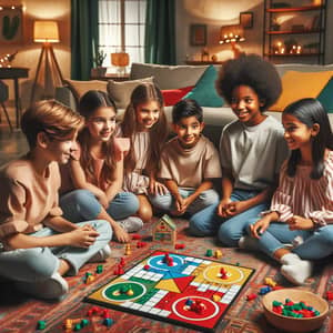 Diverse Children Play Lively Board Game - Exciting Game Session