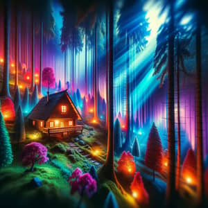 Secluded Cabin in Magical Forest | Captivating Lighting & Vivid Colors