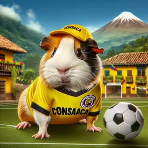 Guinea Pig in Colombian Soccer Uniform | CONSACA Text | Football Player
