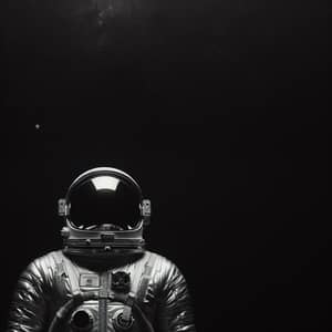 Astronaut in Shiny Space Suit Against Minimalist Background