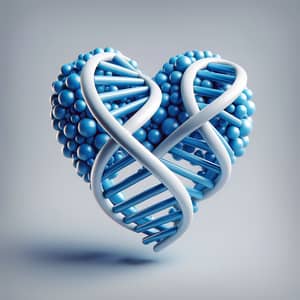 3D Heart Sculpture: DNA Helix Formed Human Heart in Blue & White