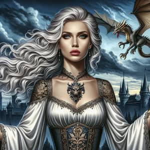 Medieval Queen Commanding Dragon | Fantasy Artwork