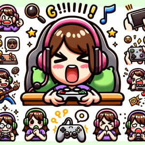 Pubg Mobile Girl Gamer Doodle Emoji Sticker Set