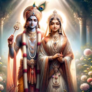 Divine Radha and Krishna Standing Together