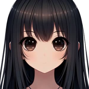 Anime Style Illustration of Captivating Young Girl with Long Black Hair