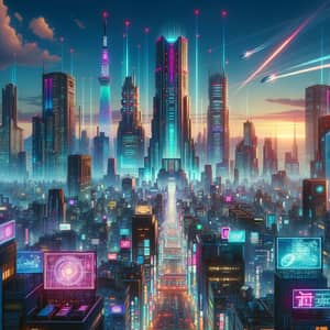 Futuristic Cyberpunk Cityscape at Twilight | Tokyo Neon Lights