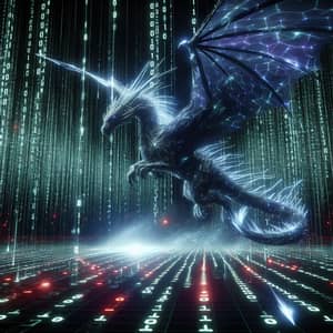Digital Dragon Soring Through Neon-Lit Cyberspace