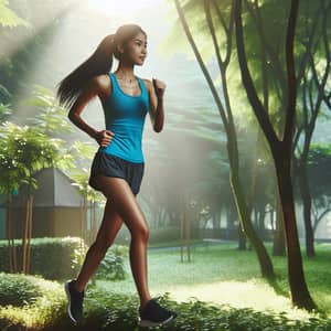 Morning Jogging Routine in a Lush Green Park | Woman Exercising