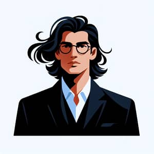 Sophisticated Hispanic Male Figure with Glasses and Black Suit