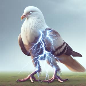 Majestic Dove with Eagle Face & Lightning | Surreal Symbol