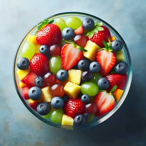 Delicious Fruit Salad with Strawberries, Blueberries, Grapes, Pineapple, Mango, and Kiwi