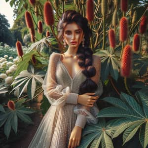 Beautiful South Asian Girl in Enchanted Blooming Garden