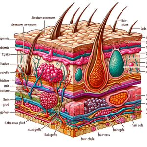 Detailed Illustration of Human Skin Cross-Section