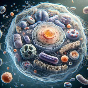 Microscopic View of Cell Organelles: Nucleus, Mitochondria, Endoplasmic Reticulum