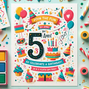 Colorful 5th Birthday Invitation | 20th April 2024 Celebration