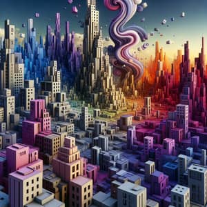 Whimsical Abstract Cityscape | Vibrant Urban Art