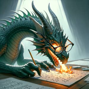 Emerald-Green Visually Impaired Dragon Struggling with Math Homework