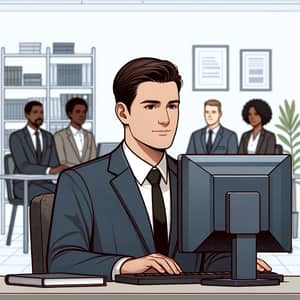 Professional Man Working on Computer in Office | Business Environment