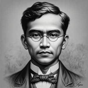 Fusion of Human Face and Jose Rizal Elements