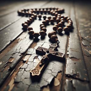 Intricately Carved Wooden Rosary with Ornate Crucifix