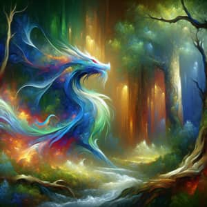 Mystical Forest Creature: Fantasy Illustration in Vibrant Colors