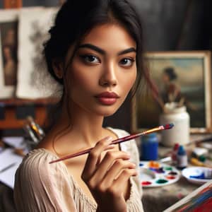 Female Artist Creating Beautiful Painting | Classical Art Studio