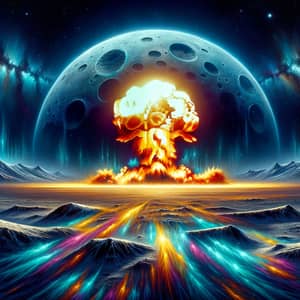Surrealistic Atomic Explosion on the Moon Art