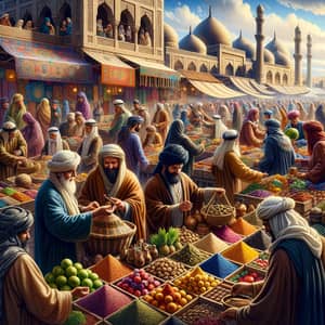 Traditional Middle-Eastern Market Scene | Diverse Trading Hub