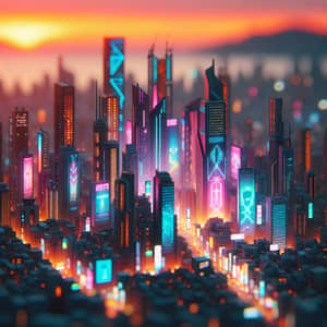 Futuristic Cyberpunk Cityscape at Sunset | Urban Design & Neon Lights