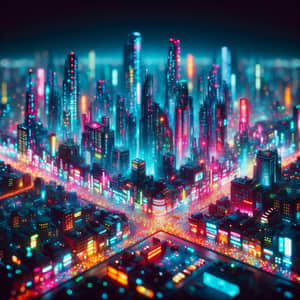 Futuristic Cyberpunk Cityscape at Night | Miniaturized Urban Metropolis