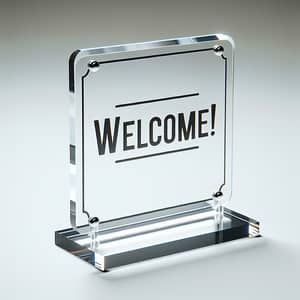 Transparent Acrylic 'Welcome!' Sign with Light-Refracting Effect