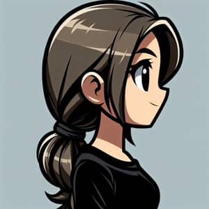 Friendly Cartoon Character Girl in Black Top