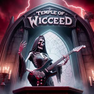 Temple of Wicced: Ethereal Skeleton Preacher Playing Guitar