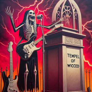 Temple of Wicced: Female Skeleton Preacher with Black Guitar