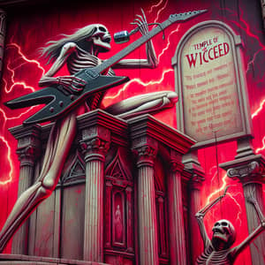 Temple of Wicced: Skeletal Female Preacher Rocking Fender Stratocaster