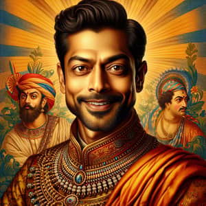 Vibrant Portrait of South Asian Male Comedian: Modern Royalty