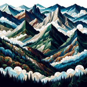 Abstract Mosaic of Smoky Mountains - Geometric Landscape Art