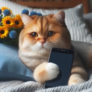 Cat Holding Cell Phone - Funny Pet Photos