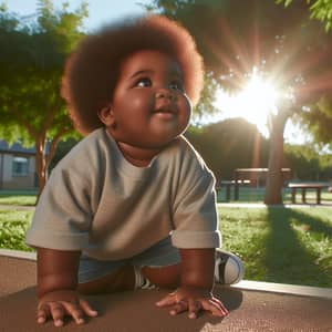 Plump African-American Child Playing in Park